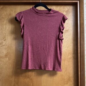 Chic Ruffled Sleeve Top in Dusty Rose